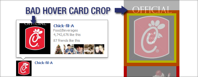 Chick-fil-a has a Bad Hover Card Crop on their Facebook Profile Picture