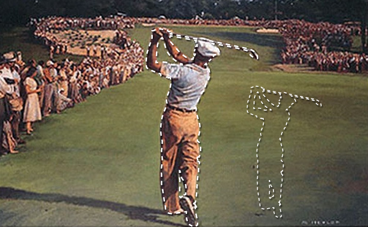 Logo designed around iconic Ben Hogan swing for Layne Savoie Golf Instruction in Alabama.